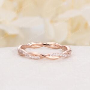 14k Rose Gold and Diamond Twist Ring